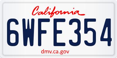 CA license plate 6WFE354