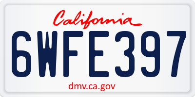 CA license plate 6WFE397