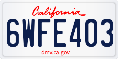 CA license plate 6WFE403
