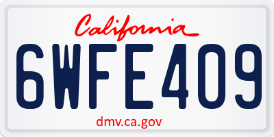 CA license plate 6WFE409