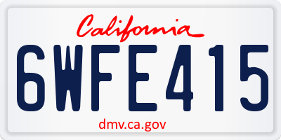 CA license plate 6WFE415