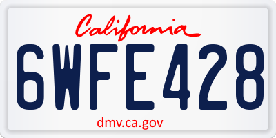 CA license plate 6WFE428