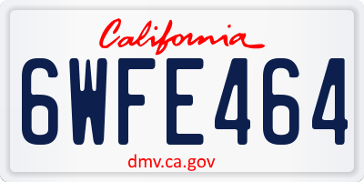 CA license plate 6WFE464