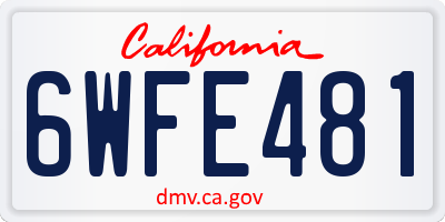 CA license plate 6WFE481
