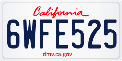 CA license plate 6WFE525