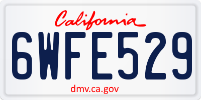 CA license plate 6WFE529