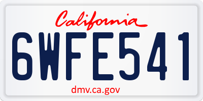 CA license plate 6WFE541