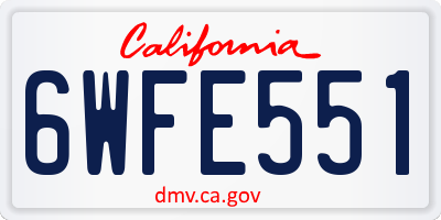 CA license plate 6WFE551
