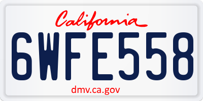 CA license plate 6WFE558