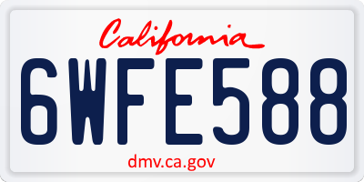 CA license plate 6WFE588