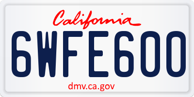 CA license plate 6WFE600