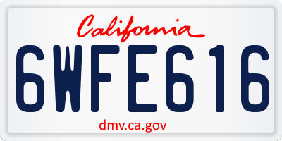 CA license plate 6WFE616