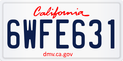 CA license plate 6WFE631