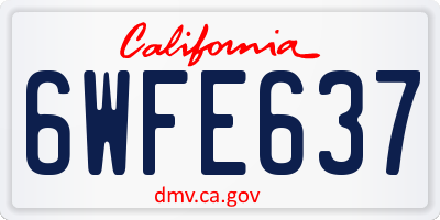 CA license plate 6WFE637