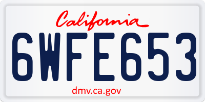 CA license plate 6WFE653