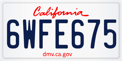 CA license plate 6WFE675