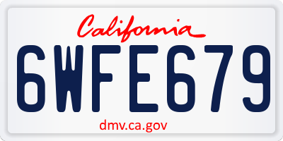 CA license plate 6WFE679