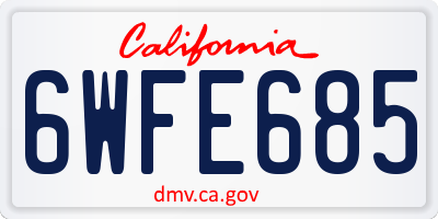 CA license plate 6WFE685