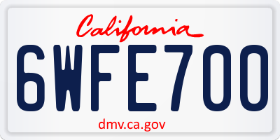 CA license plate 6WFE700