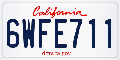 CA license plate 6WFE711