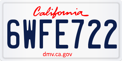 CA license plate 6WFE722