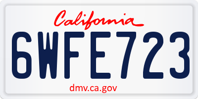 CA license plate 6WFE723