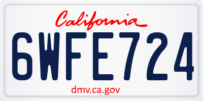 CA license plate 6WFE724