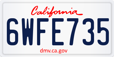 CA license plate 6WFE735