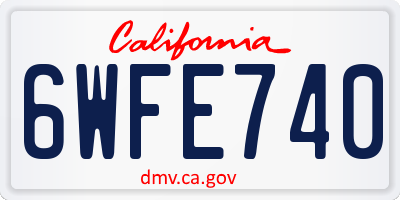 CA license plate 6WFE740