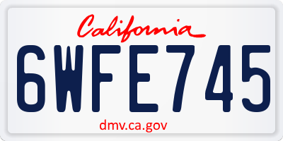 CA license plate 6WFE745