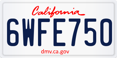 CA license plate 6WFE750