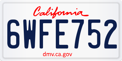 CA license plate 6WFE752
