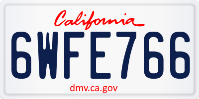 CA license plate 6WFE766
