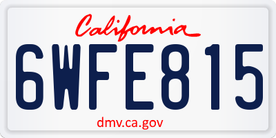 CA license plate 6WFE815