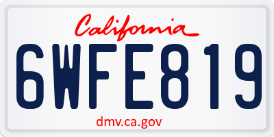 CA license plate 6WFE819