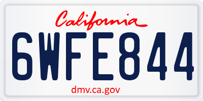 CA license plate 6WFE844