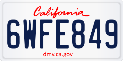 CA license plate 6WFE849