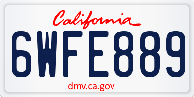CA license plate 6WFE889
