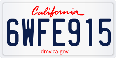 CA license plate 6WFE915
