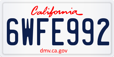 CA license plate 6WFE992
