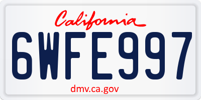 CA license plate 6WFE997