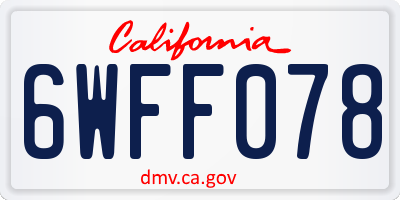 CA license plate 6WFF078