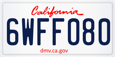 CA license plate 6WFF080