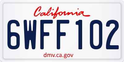 CA license plate 6WFF102