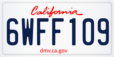 CA license plate 6WFF109