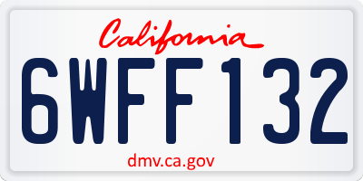 CA license plate 6WFF132