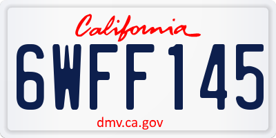 CA license plate 6WFF145
