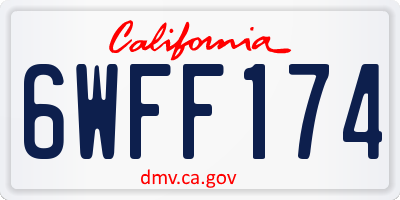CA license plate 6WFF174