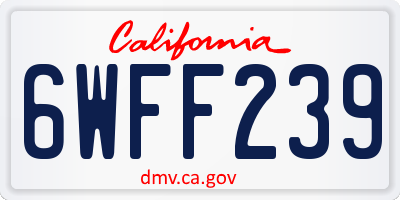 CA license plate 6WFF239