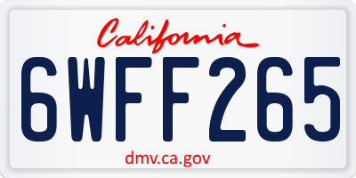 CA license plate 6WFF265